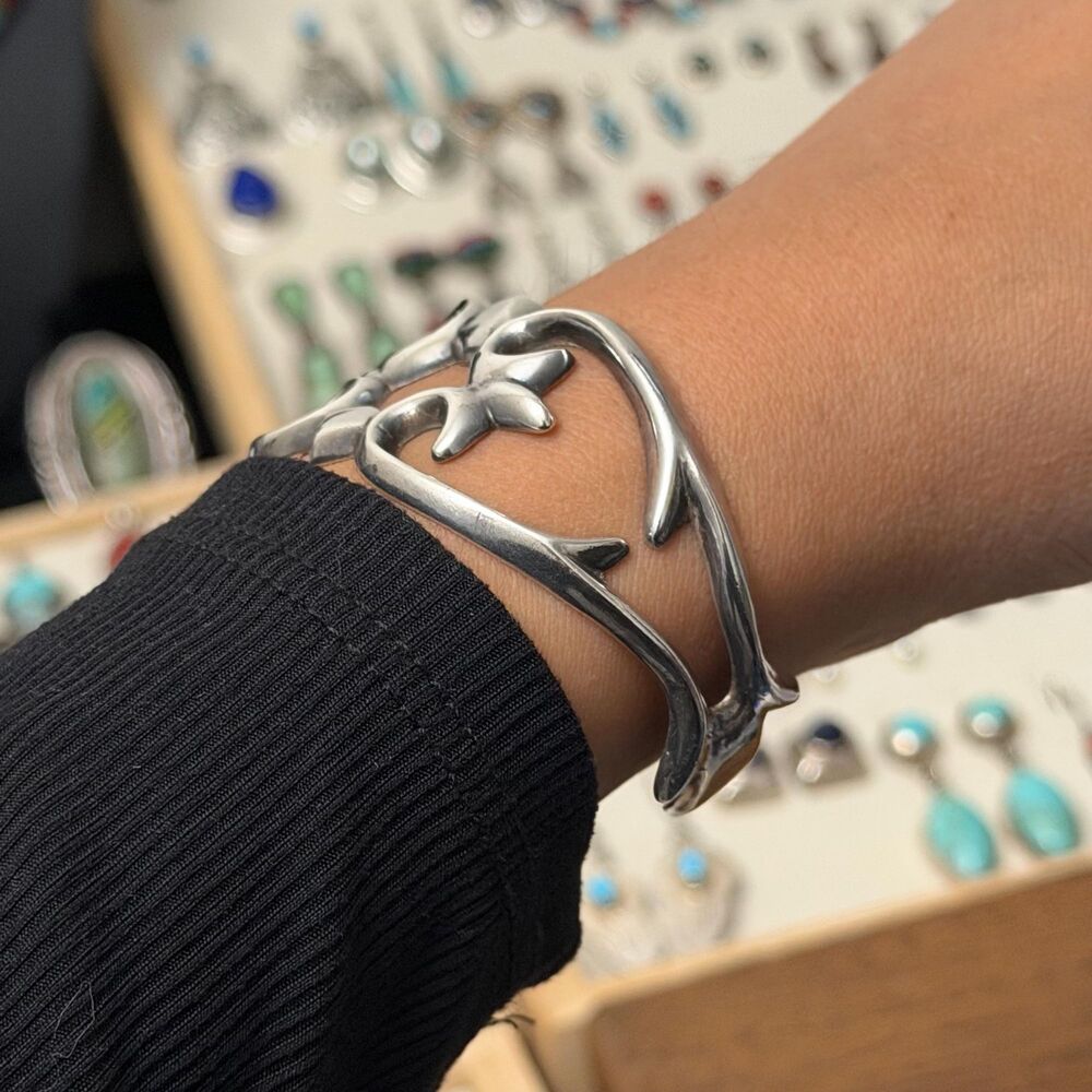 Vintage Sandcast Native Sterling Silver Cuff - Picture 3 of 5